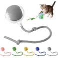 thumbnail image 1 of Jouet pour Chat, Balle Interactive avec Queue, Jouets à Roulettes Rechargeables USB, Mouvement 360° pour Chats et Chatons d'Intérieur, Jeu de Poursuite Intelligent, Gris, 1 of 5