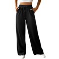 thumbnail image 6 of Tittly Pants for Women Trendy Sweatpants for Women Womens High Waisted Wide Leg Pants Casual Comfy Drawstring Loose Pants With Pockets Womens Pants Lounge Pants Women Black L, 6 of 6