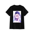 thumbnail image 4 of Pastel Geometric Neko Anime Girl Graphic Black T-Shirt, 4 of 7