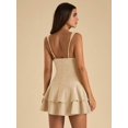thumbnail image 2 of Apricot Women's Solid Color Deep V-Neck Ruffle Hem Sleeveless Dress,, 2 of 6