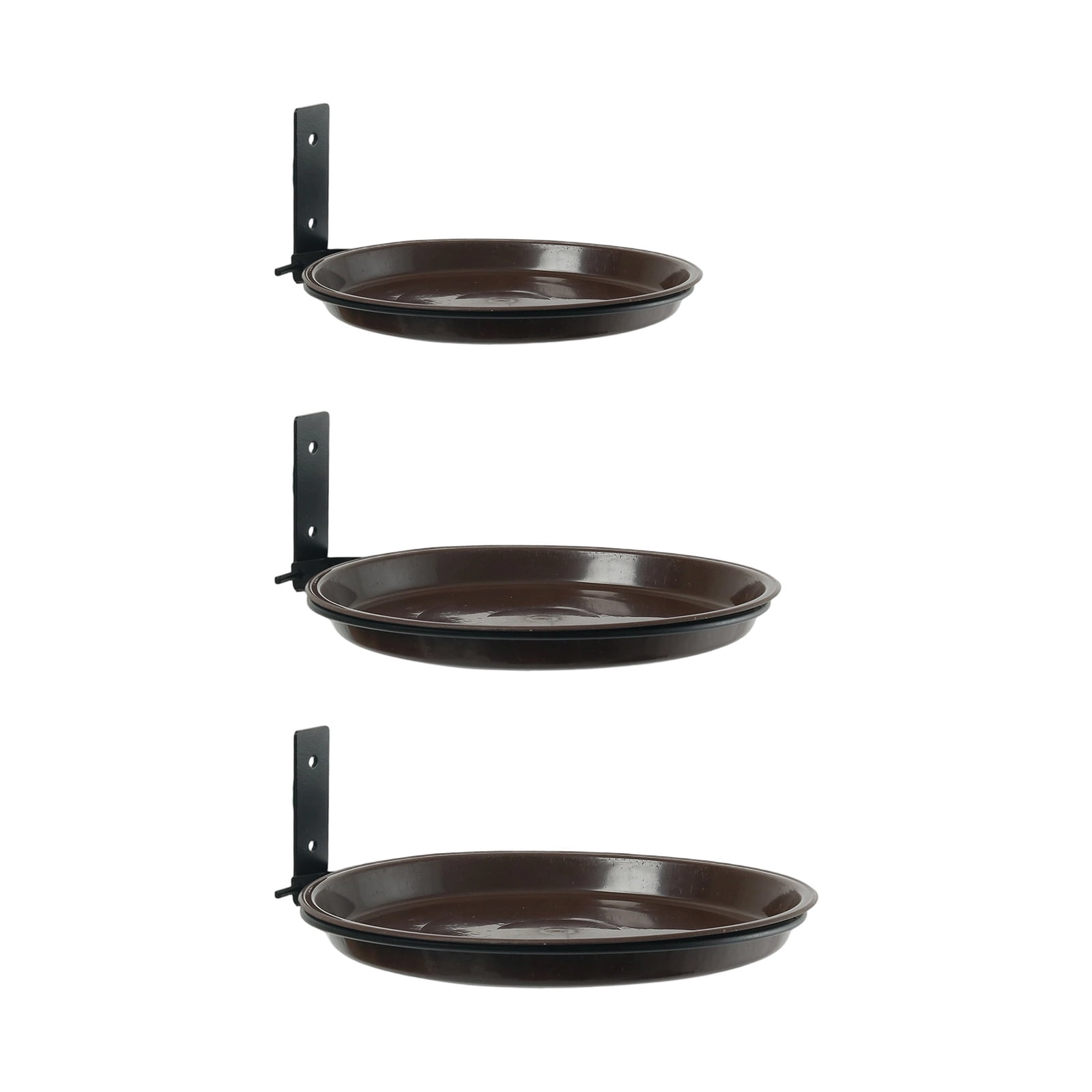 3pcs Fence Bird Feeder Bath Tray for Outside, Plastic Wild Bird Bath Bowl with Metal Holder for Post