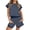 Navy blue, variant on Short Sleeve Stripe Print Women 2 Pieces Lounge Sets Tops and Shorts Pants Sets