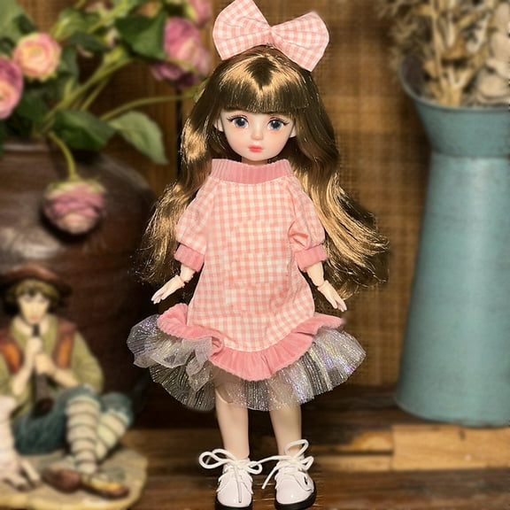 30Cm Loli Doll Dress-Up Complete Set With 20 Articulated Joints Hand-Painted Lip Makeup, 20 Articulation Points For Flexible Poses Elbows Knees Wrists, Collectible Customizable