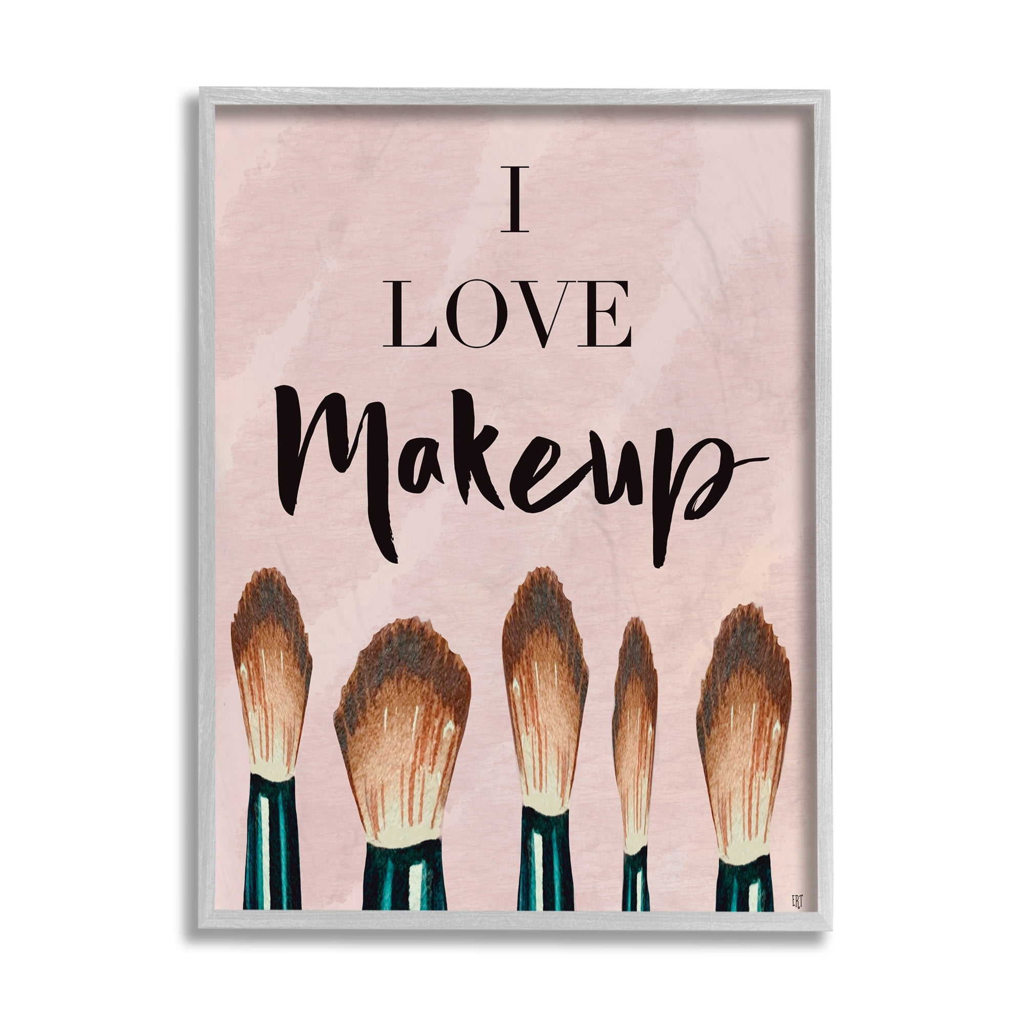 Stupell Industries I love Makeup Text Pink Fashion Cosmetic Brushes Design by Elizabeth Tyndall