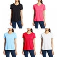 thumbnail image 4 of Hauts pour Femmes Décontractés à Col en V, Manches Courtes, T-Shirt Basique Uni, 4 of 7