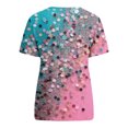 thumbnail image 5 of TSADFHJI Hauts pour Femmes Manches Longues Grande Taille Mode Col Rond Manches Courtes T-Shirts d'Été Blouse à Fleurs S, 5 of 5