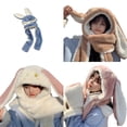 thumbnail image 2 of Guardurnaity Bufanda de piel de conejo Rex lujosamente suave, cómoda y agradable para la piel, bufanda con orejas de conejo, gorro con orejas de Accesorios de disfraces Caqui, 2 of 6