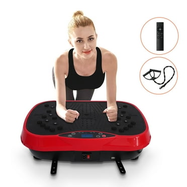 BAOKALER Vibration Plate Exercise Machine, Vibration Plate Waver for Weight Loss & Muscle Toning, Full Body Workout Platform with Loop Bands & Remote Control for Home Fitness, Red