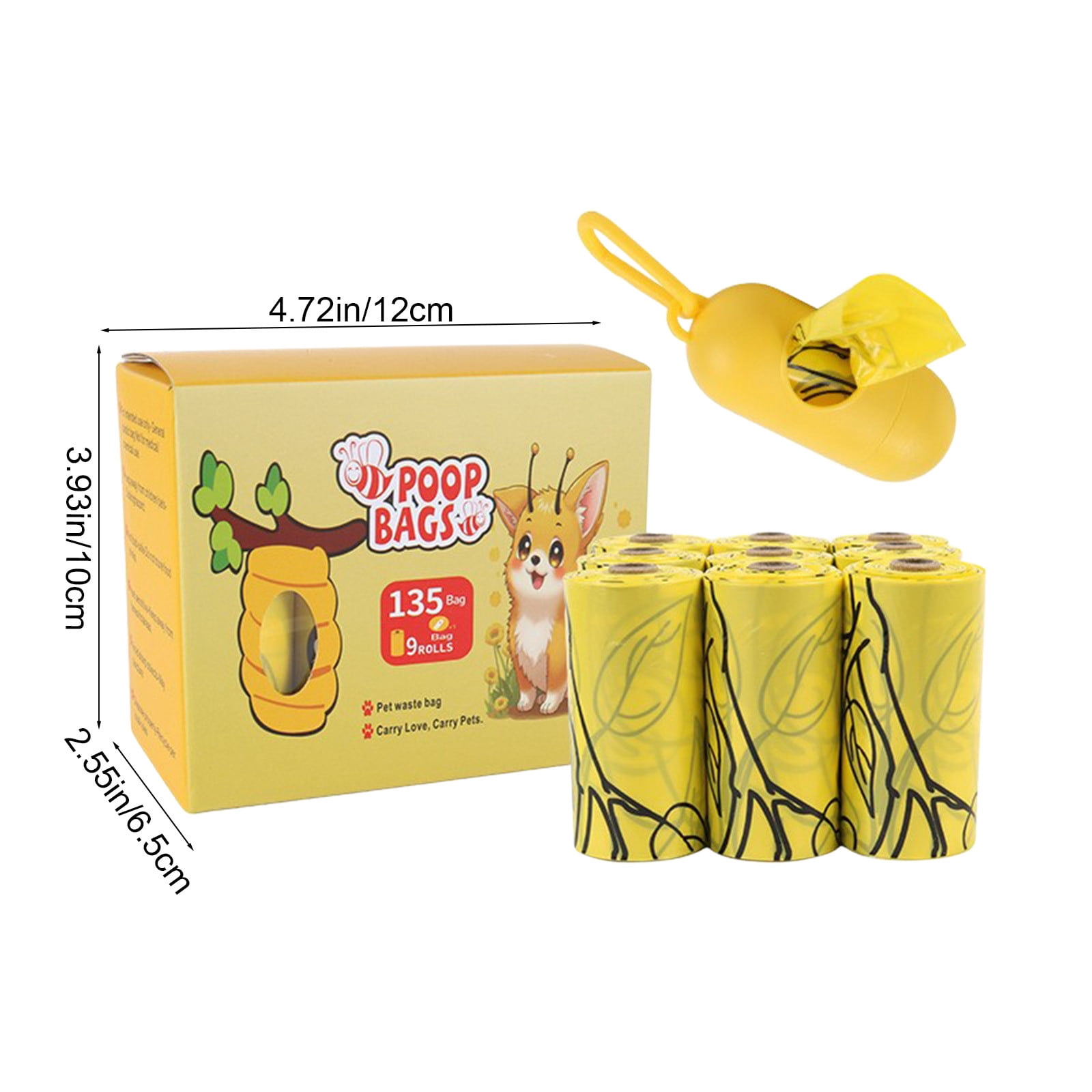 Dog Poop Bags with Dispenser, 9 Rolls Leak Proof Pet Waste Bags, Refillable Dog Poop Bag Dispenser Set for Dog Walking
