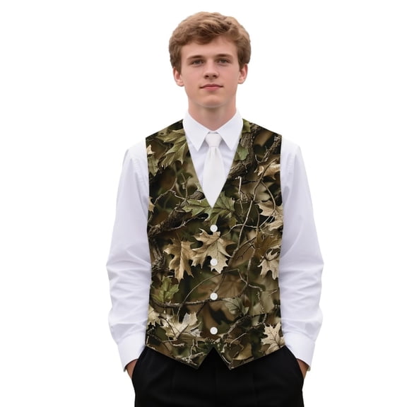Uorisanigo Dried Leaf Mens Vests Waistcoat with Pockets Vest for Men Casual Slim Fit Sleeveless Waistcoat Suit Vest Fashion Fit for Casual Dress Size S
