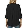 thumbnail image 5 of up to 60% off Gifts Usmixi Womens Tops Solid Elbow-Length V-Neck Tee Shirts Summer Casual Lightweight Loose Fit Comfy Chiffon Blouse Black S Clothes, 5 of 6