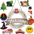 thumbnail image 1 of Interchangeable Welcome Sign Seasonal Door with Changeabled Icons Wreath Decors, 1 of 8