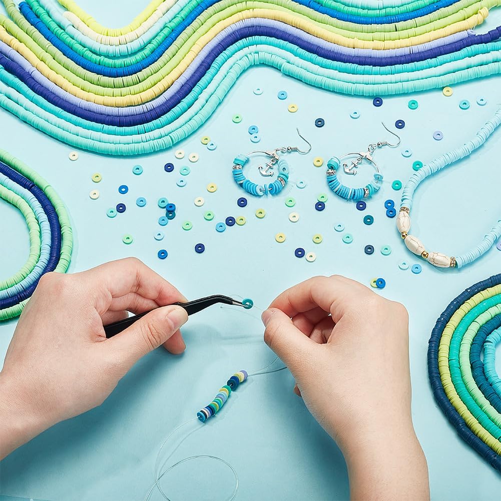 17000pcs 25 Colors Polymer Clay Beads 6mm Heishi Clay Beads Flat Round Beads Vinyl Disc Beads Spacer Beads for Jewelry Making Bracelet Necklace Earrings Crafts Summer Surfer 2mm HoleMixed Color