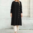 thumbnail image 2 of Robe à Manches Longues pour Femmes Mode Décontractée Manches Longues Couleur Unie Confortable Décoration Boutonnée Robe Chandail en Molleton Hauts à Manches Longues pour Femmes, 2 of 6