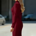 thumbnail image 4 of Elvqul Womens Dresses Long Sleeve Collared Dresses for Women Plus Size Solid Pullover Long Dresses Wine Fashion, 4 of 8