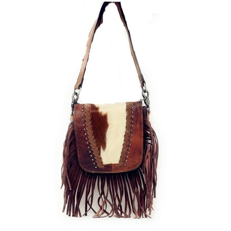 Bag Western Tooled Leather - Western Genuine Leather Cowhide Fur Fringe Womens Crossbody Bag In Multi Color