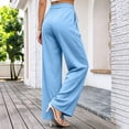 thumbnail image 5 of Cagogo Women Plus Size Wide Leg High Waisted Lounge Pant with Pockets Solid Casual Vacation Long Trousers Baggy Palazzo Pants, Light Blue L, 5 of 6