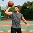 thumbnail image 7 of Mens Summer Shirts Cap Sleeve Crew Neck Workout T Shirts Casual Loose Fit Gym Tees, XL, 7 of 7