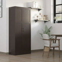 HOMCOM Storage Cabinet w/ Storage Shelves, Pantry Cupboard Cabinet, Coffee