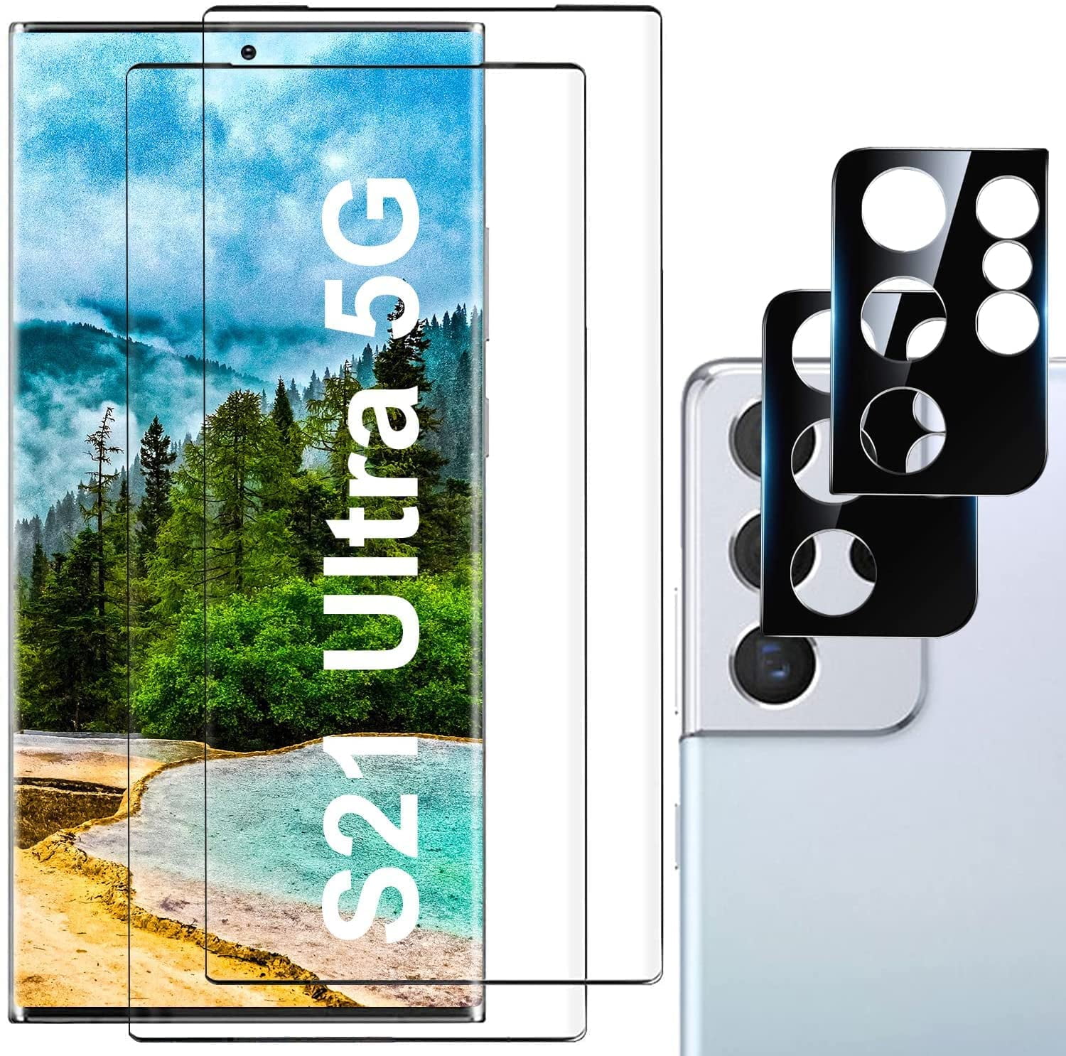 KyFree [2+2 Pack] Glass Screen Protector for Samsung Galaxy S21 Ultra/S21 Ultra 5G, Clear