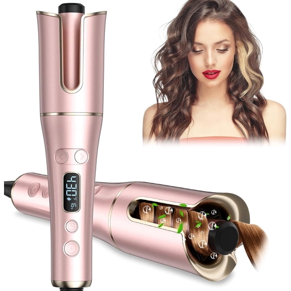Fer à Friser Automatique, Fer à Boucler Automatique avec 4 Températures et 3 Minuteries et Écran LCD, Fer à Friser avec Grand Baril Rotatif de 1 Pouces, Double Tension A