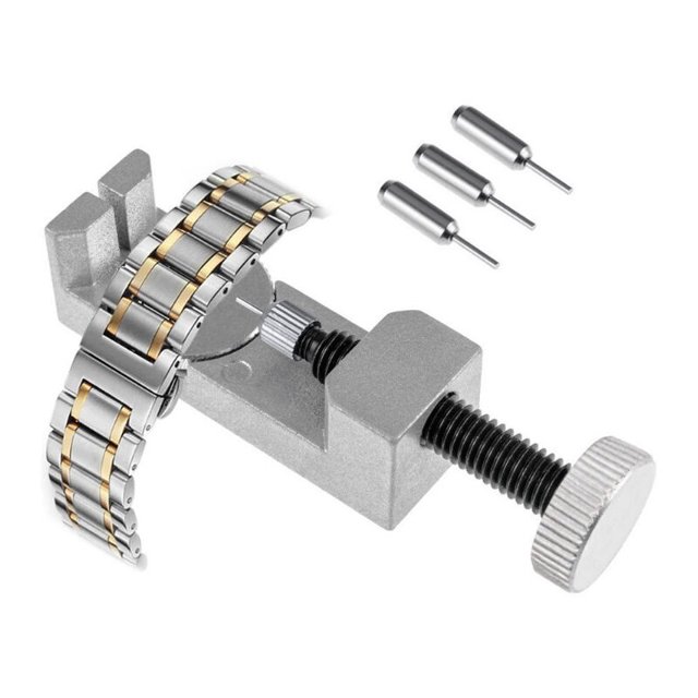 Extractor de pines para conector de correa de reloj, herramienta para correa de reloj, kit de reparación de relojero con 3 pines adicionales, plateado JAMW Sencillez
