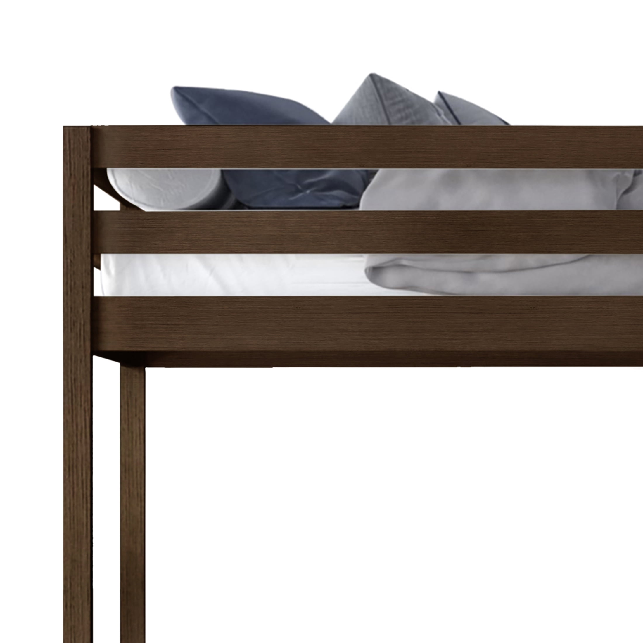 Castle Place Modern Twin over Twin Wooden Bunk Bed, Walnut