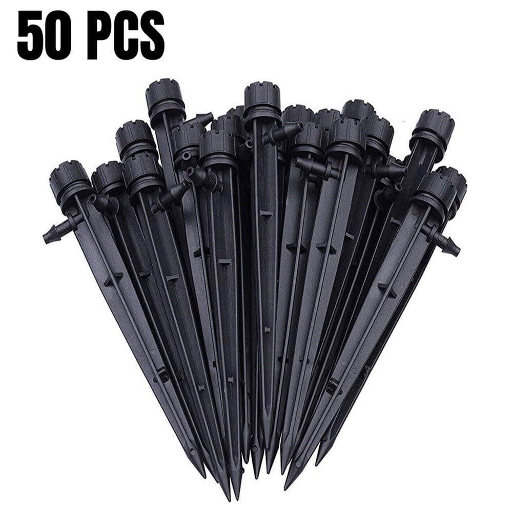 GLFSILL 50pcs Adjustable Water Flow Irrigation Drippers Stake Emitter