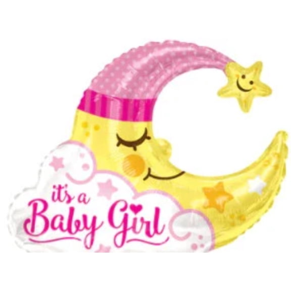 36" IT'S A BABY GIRL Moon Balloon   Large Shape Foil Mylar Balloon  Party Supplies Decorations Foil Mylar Balloon