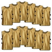 Soccer Pinnies Scrimmage Vests (12 Pack) Sports Jersey for Youth Adult-Khaki-XL