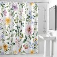 thumbnail image 4 of Watercolor Flower Fabric Shower Curtain Spring Flower Washable Shower Curtains for Bathroom, Waterproof Bath Curtain with Hooks Home Decor 72x72in, 4 of 8