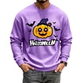 thumbnail image 3 of Halloween Pullover for Men Long Sleeve Funny Print Crew Neck Costumes Breathable Relax Fit Fall Daily Top Purple XL, 3 of 5