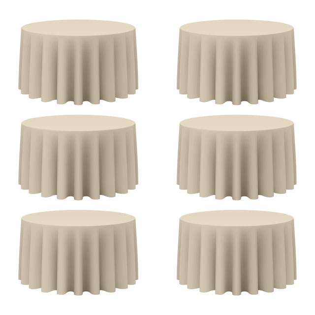 Mantel BRILLMAX redondo beige de 305 cm de poliéster para boda, 6 unidades