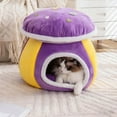 thumbnail image 4 of Cama for gatos con forma de seta, cueva acogedora de felpa con cojín extraíble, casa cubierta for mascotas for gatos y perros pequeños, 4 of 6
