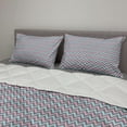 thumbnail image 2 of Grey Chevron Comforter & Sham Bedding Set, Pastel Sharp Shapes Abstract Herringbone Inspired Geometric, 3 pcs Duvet Set Microfiber Filling Quilt, 5 Sizes, Azure Blue Pale Pink, by Ambesonne, 2 of 4