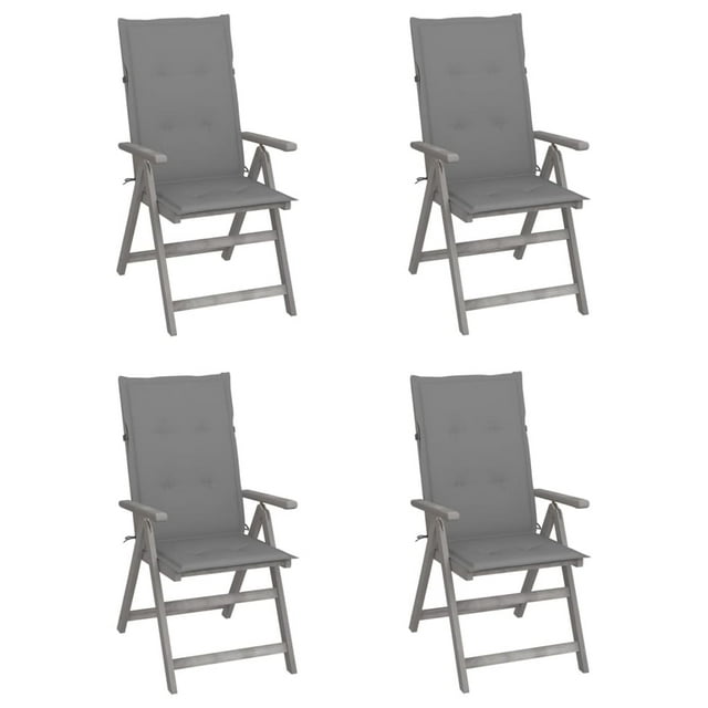 vidaXL Garden Reclining Chairs 4 pcs with Cushions Solid Acacia Wood