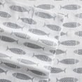 thumbnail image 2 of Nautica Woodblock Fish 100% Cotton Percale 3-Piece Sheet Set, Twin, Grey, 2 of 9