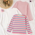 thumbnail image 3 of Faraee 3 Pack Toddler Girls Long Sleeve Shirts Baby Ribbed Layering Crew Neck Basic Tee Flower Casual Slim Fit Tops (3-4T,White), 3 of 6