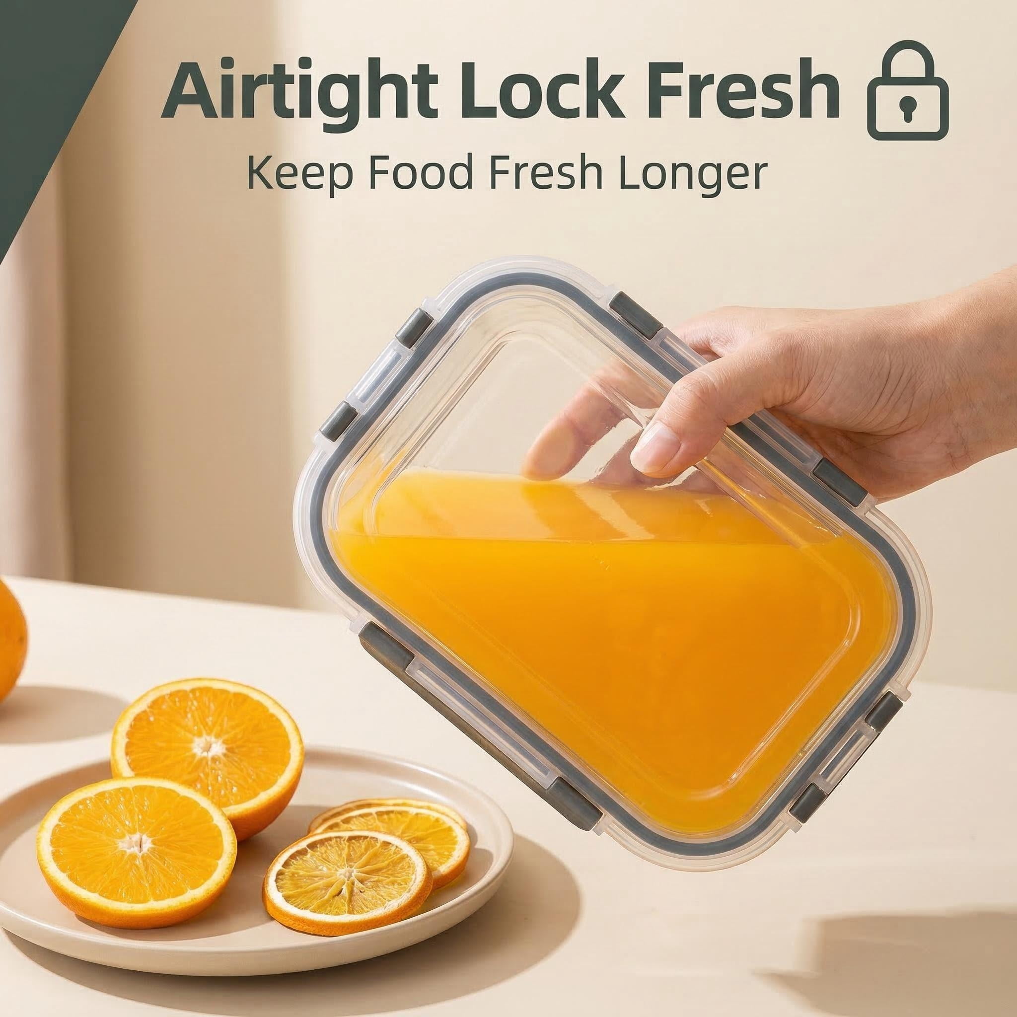 20 Pcs Glass  Meal Prep Containers with Lids, Food Storage Containers with Snap Locking Lids, Airtight Lunch Containers, Microwave, Oven, Freezer and Dishwasher