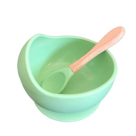 

Silicone Stay up Food Bowl And Spoon Set with Improved Super Suction Base For Baby and Toddler New