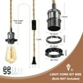 thumbnail image 2 of 15.4Ft Pendant Light Cord Kit, Plug in E26 Socket Hanging Light with Switch Industrial Vintage Twisted Rope, Black, 2 of 6