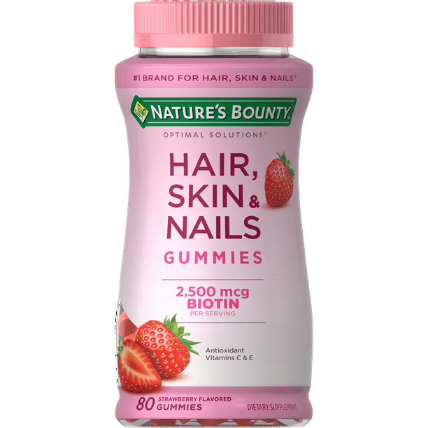 Nature's Bounty Hair Skin and Nails Gummy Vitamins, 2500 mcg, 80 Ct -  
