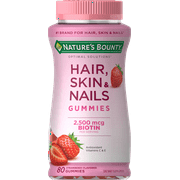 Nature's Bounty Optimal Solutions Hair, Skin & Nails Vitamin Gummies with Biotin 2500 mcg, 80 Ct