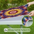 thumbnail image 6 of Colorful Tie Dye Flower Mandala Pattern Square Fitted Tablecloth with Elastic Edge,Square Table Cover,Washable Elastic Table Cover for Home Kitchen Party Decor 34"x34", 6 of 6