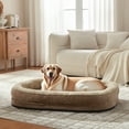 thumbnail image 3 of Orthopedic Dog Bed for Large Dogs with Egg-Crate Memory Foam, Waterproof Lining and Removable Washable Cover, XL Bolster Pet Couch with Non-Slip Bottom, Brown, 35in, 3 of 9