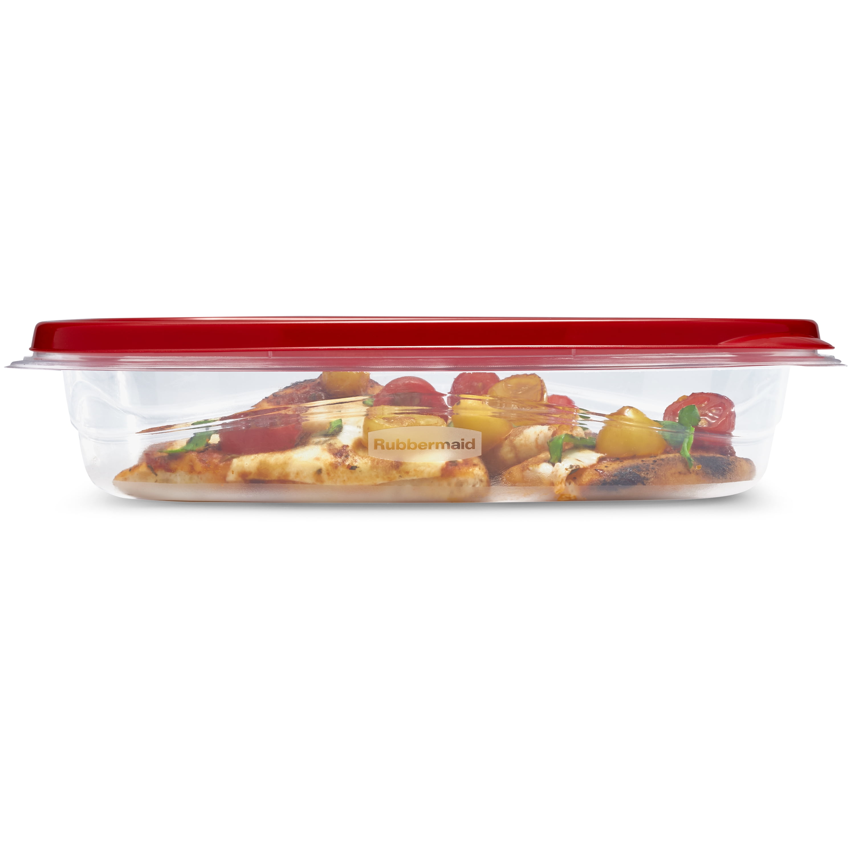 Rubbermaid TakeAlongs Rectangle Food Storage Container, 4 Cup, Tint Chili,  3 Count