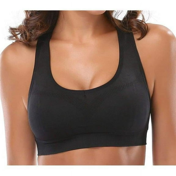 Jupiter Gear JG-APPWTSB-1000-BLK-L Womens Stylish Racerback Athletic Sports Bra, Black - Padded Seamless High Impact Support for Yoga, Gym Workouts, Fitness Training & Running - Large