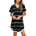 thumbnail image 4 of MAWCLOS Robe T-shirt pour Femmes T-shirt Courte Mini Robes Évasées Robe d'Été Simple Tunique de Vacances Tenue d'Intérieur Noir TTG, 4 of 5