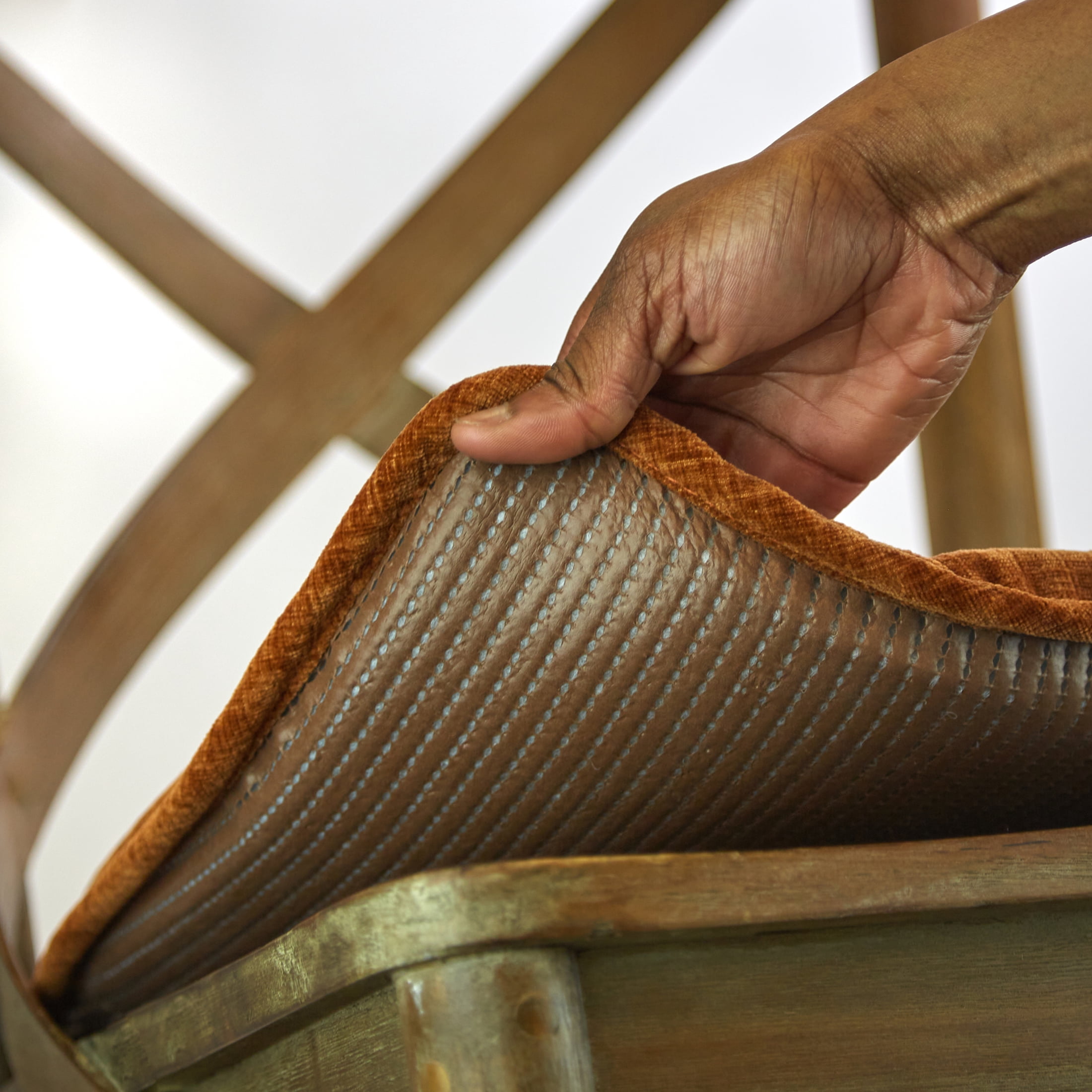 (2 pack) Gripper Non Slip 15" x 16" Bowler Rust Chair Cushion