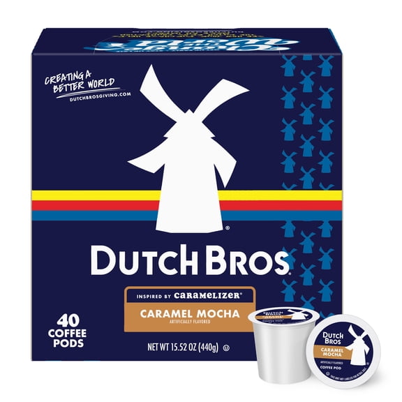 Dutch Bros Caramel Mocha Flavored Coffee Inspired by Caramelizer®, 40 Count, Medium Roast, Single Serve Coffee Pods for Keurig K-Cup Brewers